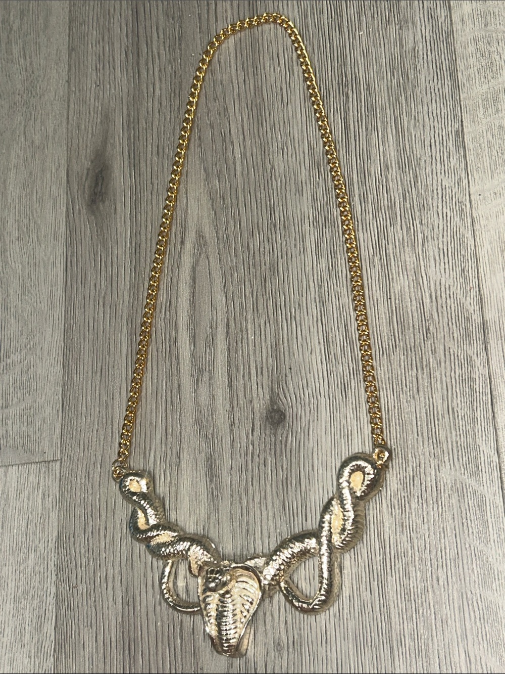 Gold Snake Pendant Statement Necklace - Costume Jewelry